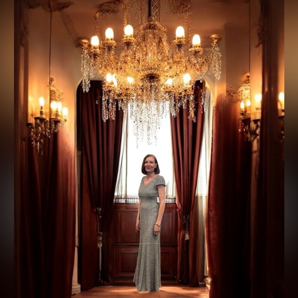 Special Occasion, Mother of the Bride, Bride Brocade Floor Length Dress ~ size 6 - Picture 9 of 9